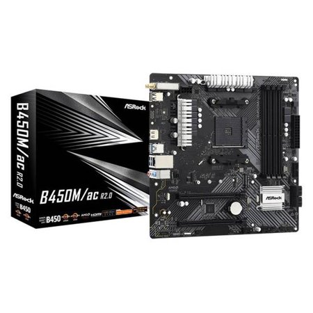 Asrock B450M-AC R2.0 Socket AM4 AMD B450-DDR4 Quad CrossFireX SATA3&USB3.2 M.2 WiFi & Bluetooth Micro ATX Motherboard