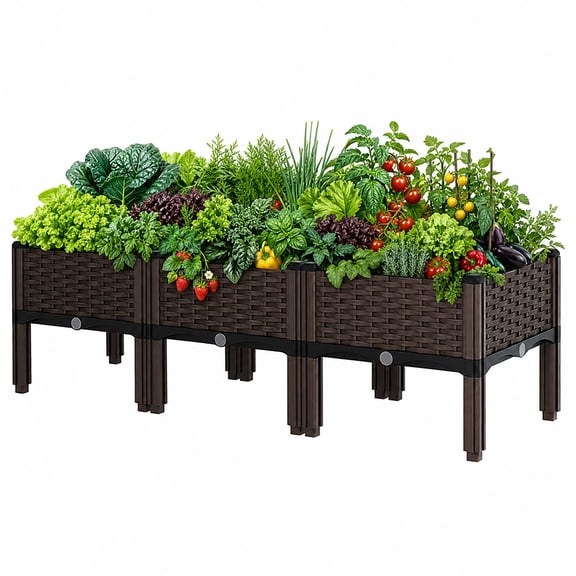 3Pcs Planters for Raised Garden Bed with Legs for Outdoor/Indoor Use, Plants Box Kits with Drainage Holes for Patio Deck Balcony to Planting Flowers, Vegetables, Tomato And Herbs