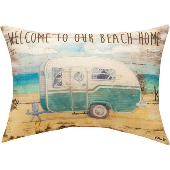 Manual Woodworkers SHCWBH Camping Welcome Beach House Rectangle Throw Pillow, 18 x 13 inch, Multicolor