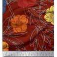 thumbnail image 1 of Soimoi Red Cotton Voile Fabric Leaves & Floral Hand Drawn Print Fabric by the Yard 42 Inch Wide, 1 of 1