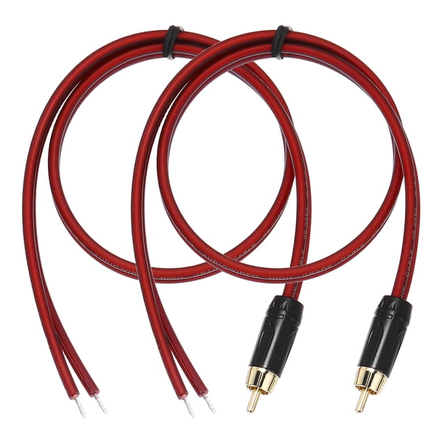 Uxcell 2 Pcs Cable RCA Chapado en Oro, 1.96ft (0.6 metros) Cable de Audio RCA a Extremo Abierto de Cable Desnudo, Cable de Extensión RCA para Guitarra, Altavoces, Equipos de Audio