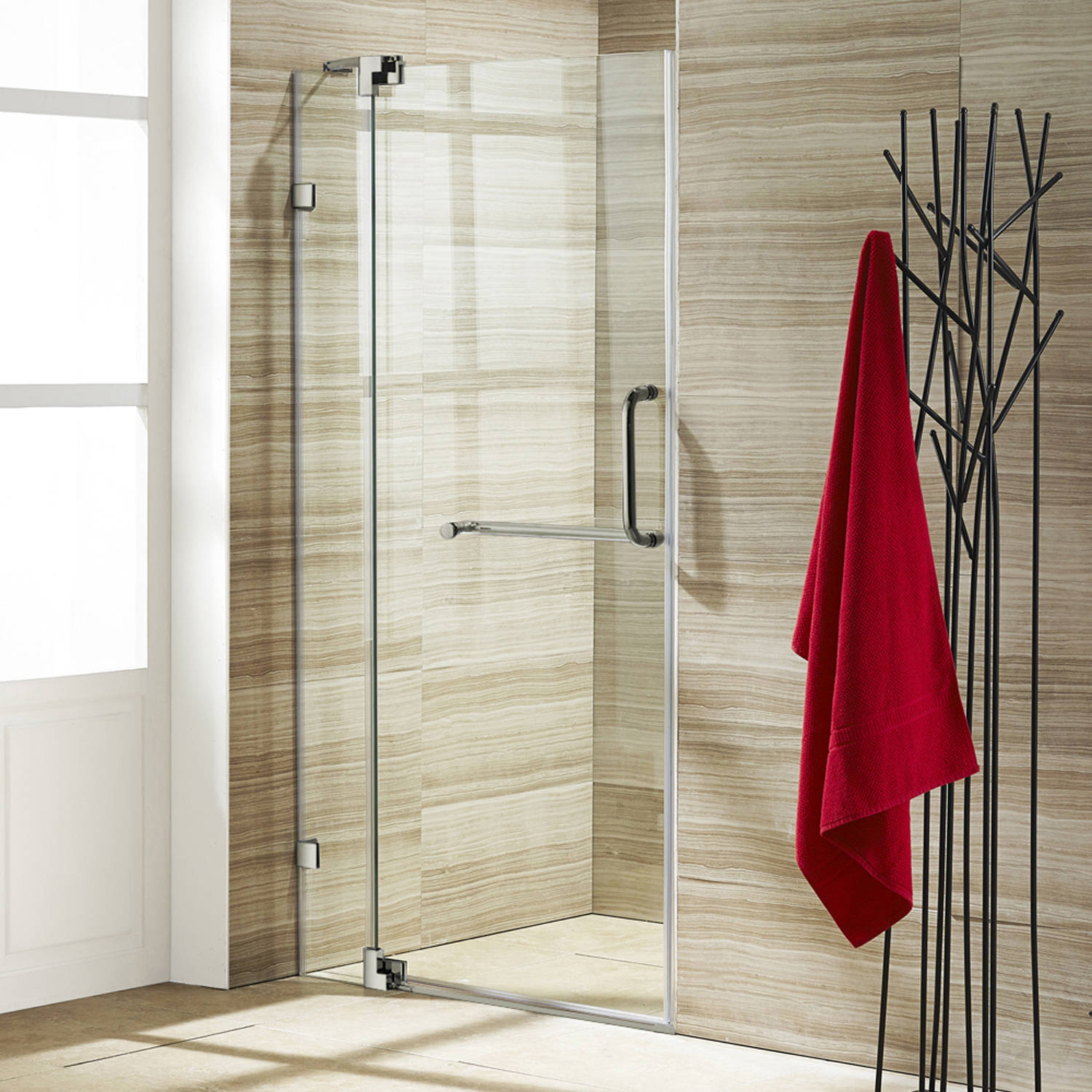 Vigo 36" Frameless Shower Door, 3/8" Clear Glass Brushed Nickel