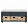 thumbnail image 2 of Acacia Wood Bench Featuring 3 Drawers & 3 Removable Wicker Baskets with Alloy Pulls, 2 of 17