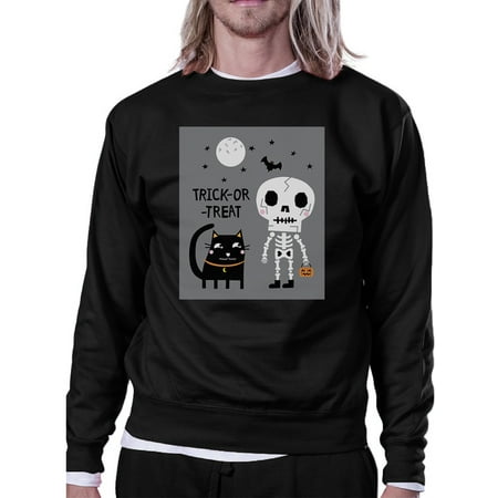 Trick-Or-Treat Skeleton Black Cat Black Halloween Sweatshirt Gift