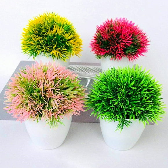 SPRING PARK Mini Artificial Plants - Dark Concrete Pots - Beautiful Greenery - Bathroom/Kitchen Decor - Farmhouse - Small Indoor Plants - Realistic Look and Feel - No-Maintenance - Weddings/Showers