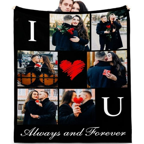 Custom Blanket with Picture, Customized Throw Blanket Gifts for Birthday Valentines Day Wedding, Personalized Photo Blanket Couple Gifts for Women Men Wife Husband Friend Blankets