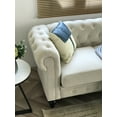 thumbnail image 3 of Chesterfield 3-Seater Velvet Button Tufted Sofa Couch with Rolled Arms Solid Wood Legs, 3 of 11