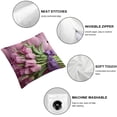 thumbnail image 4 of BANET Flower , Beautiful Bouquet Purple Tulips Pink Wooden Bouquet Double Sided Square Pillowcase Sofa Cushion 20x20in, 4 of 5