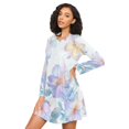thumbnail image 3 of FORMRS Womens Long Sleeve Nightgowns Crew Neck Sleep Shirt Soft Pajamas Sizes S-3XL, Pastel Flower Pattern, 3 of 8