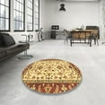 thumbnail image 3 of Ahgly Company Indoor Round Abstract Chrome Gold Yellow Abstract Area Rugs, 6' Round, 3 of 6