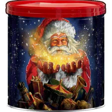 Great Value Holiday Popcorn Tin, Santa Magic Design, 3 Assorted Flavors, 21 Ounces