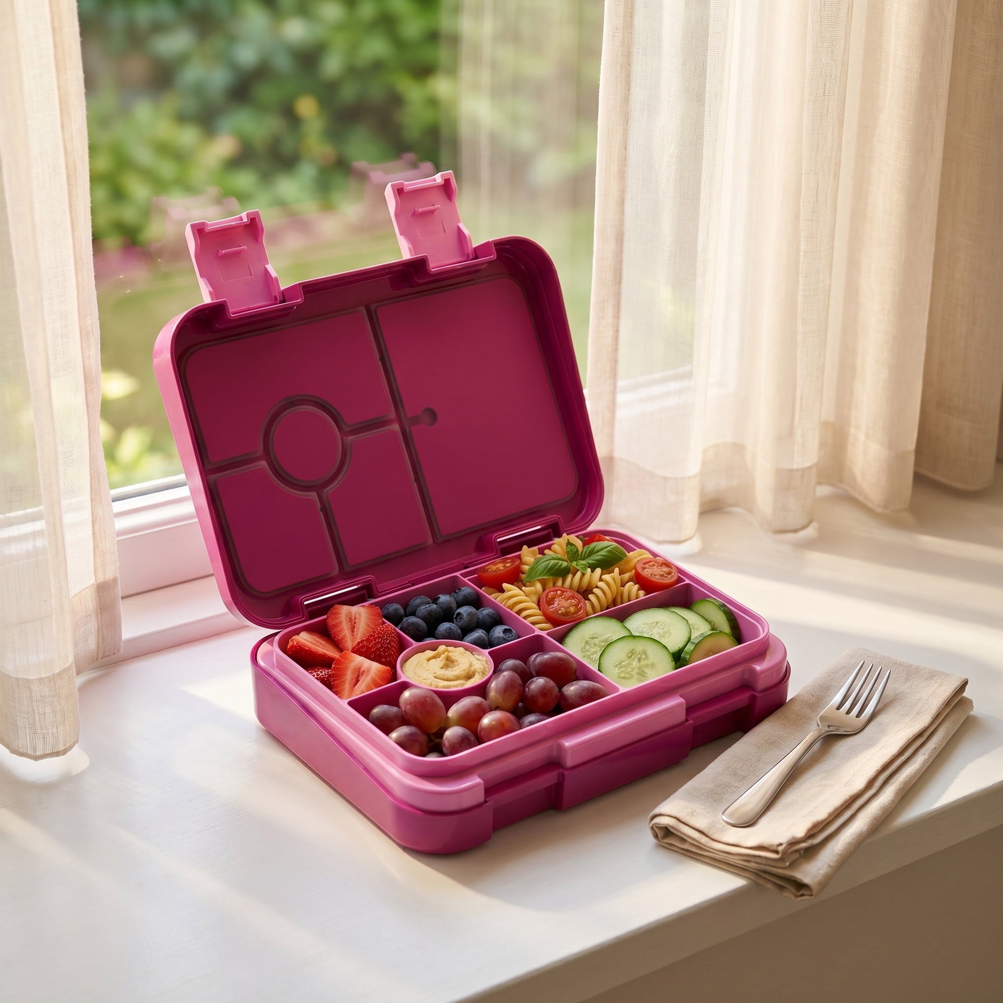 Unique Bargains PP Material Heat Resistant Meal Lunch Bento Box Rose Pink