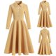 thumbnail image 2 of Moda mujer elegante sexy casual retro solapa manga larga color sólido vestido de longitud media Pompotops  hdfakjf1829, 2 of 8