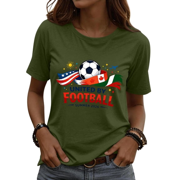 Soccer Cup 2026 Shirt Women USA Football Match Season Jersey Game Day T-Shirt Funny Soccer Graphic Short Sleeve Shirt