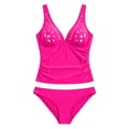 thumbnail image 6 of HUAXUN Womens Tankini Swimsuits,Sleeveless Deep V Neck Fashion Hollow Out Print Tie Side 2 Piece Tankini Swimsuit(Hot Pink,M), 6 of 7