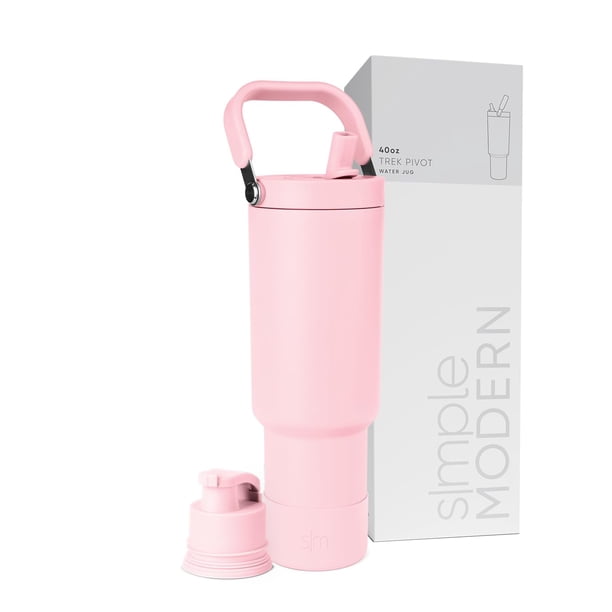 Botella de agua Simple Modern Trek Pivot 1.2 L con mango Blush