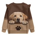 thumbnail image 6 of Xixirimido Labrador Dog Brown Print Toddler Girls Sweatshirt Crewneck Pullover Long Sleeve Tops Blouse Graphic Sweater T-Shirt Fall Winter Clothes Ruffle Shoulder, for 5-6Y, 6 of 7
