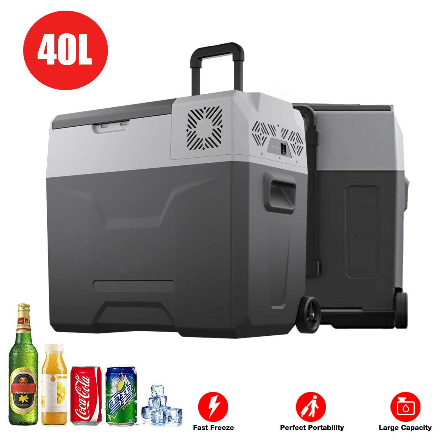 40L Portable Freezer Cooler Compressor Refrigerator Mini Fridge w/ Trolley  Wheel 
