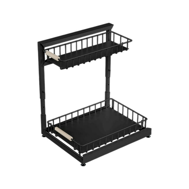 Bathroom Storage Cabinet,Kitchen Sink Shelf Adjustable Floor Standing Cabinet Basket for Countertop Seasoning Storage