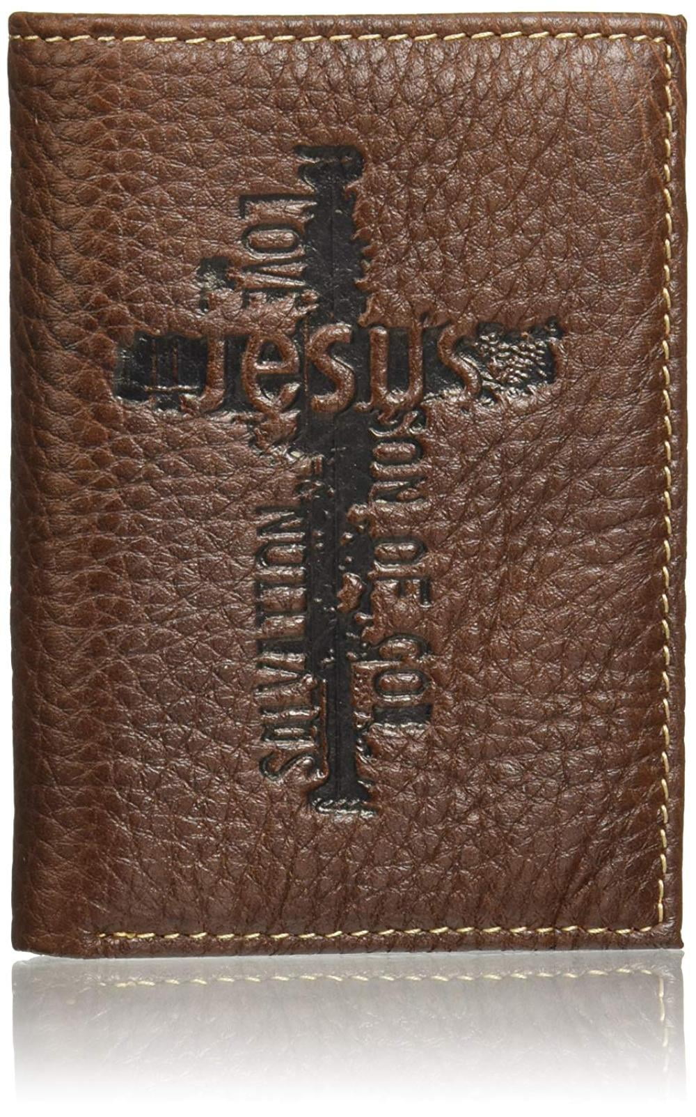 Christian Art Gifts - Brown Genuine Leather Tri-Fold Wallet w/Cross, 4 1/4 x3 1/4 x 3/4 By ...