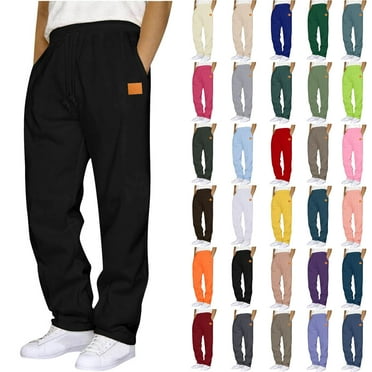 Mens Sweatpants with Pockets Fashion Drawstring Elastic Waist Solid Color Casual Sweat Length Pants