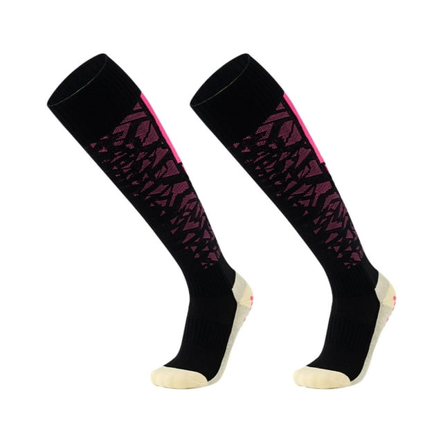 Calcetines de fútbol hasta la rodilla, suaves y transpirables, para deportes atléticos. Negro y rosa