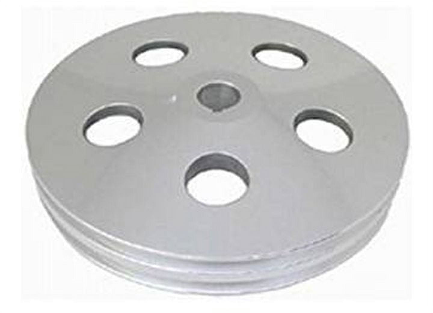 Racing Power Satin GM Power Steering Pulley V‑Belt 2‑Groove Bolt‑On Aluminum 5.875 in Saginaw w/Keyway