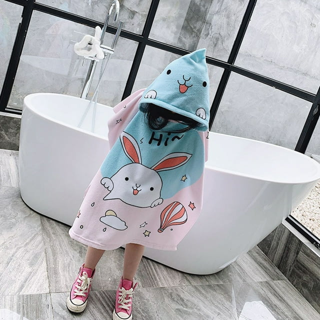 Flmtop Serviette de Bain Douce en Polyester Inaltérable pour Enfants Serviette de Plage à Capuche pour Enfants