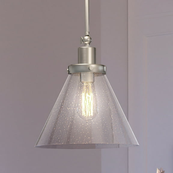 Luxury Traditional Pendant, 12.5H x 12W, with Modern Farmhouse Style, Brushed Nickel, UHP3999 by Urban Ambiance