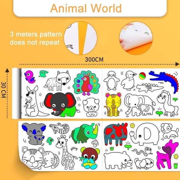 Rollo de dibujo para niños, papel de relleno de Color adhesivo, rollo de papel para colorear, pintura DIY, juguetes educativos