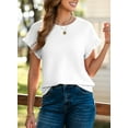 thumbnail image 4 of Eytino T Shirts for Women Short Sleeve Summer Tops Crewneck Solid Loose Casual Textured Work Shirt, 4 of 10