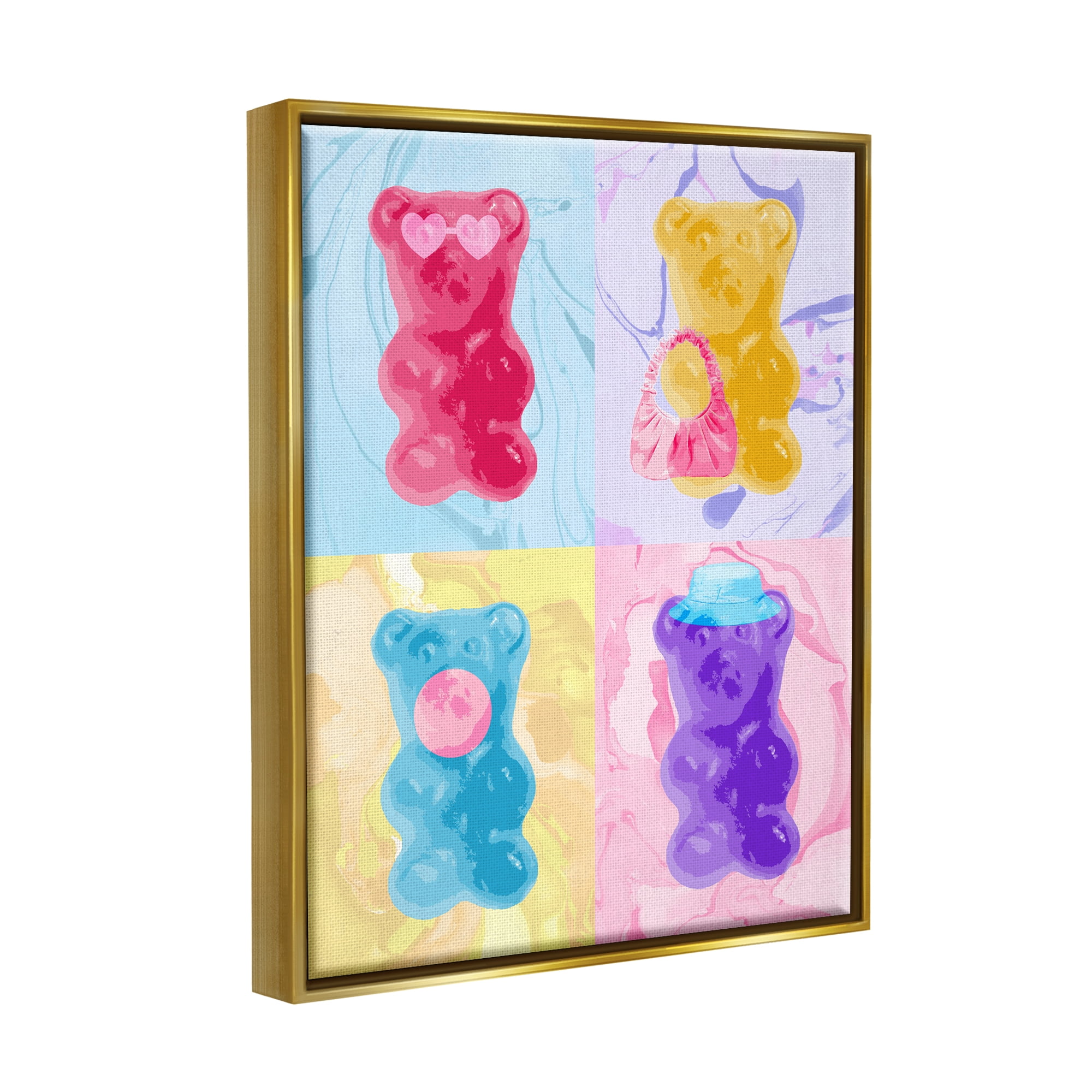 Stupell Industries Pop Style Abstract Bears Abstract Painting Gold Floater Framed Art Print Wall Art, 25 x 31