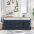 thumbnail image 2 of 42.7" Storage Bench, Entryway Bench with Adjustable Shelves, Shoe Cabinet with Adjustable Shelf, 4 Doors and Removable Cushion for Entryway, Hallway, Living Room, Antique Navy, 2 of 7