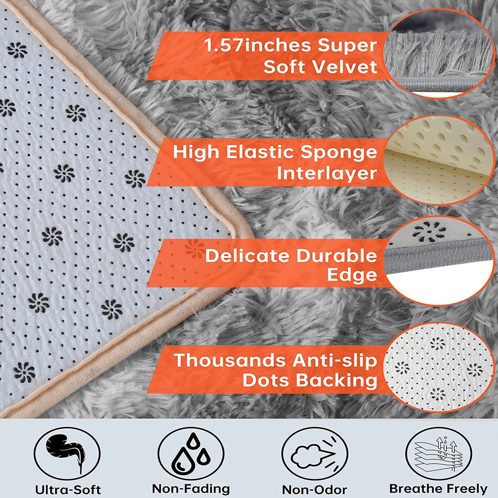 CozyDesg 8ft x 10ft Area Rugs, Soft Fluffy Area Rugs Floor Mat Floor Rugs for Living Room Bedroom Modern Decor Carpet, Light Gray