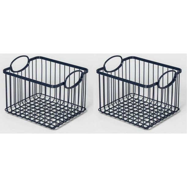 Pillowfort Wire Stackable Storage Basket Navy Set of 2