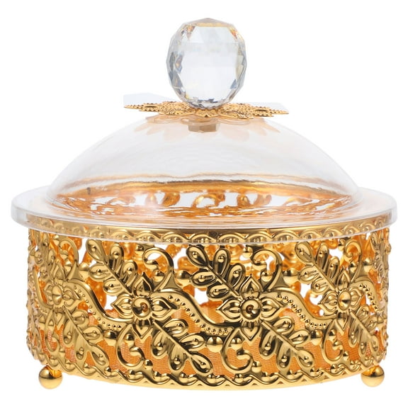 HONMEET Golden Retro Round Food Storage Container Candy Jar for Kitchen Pantry Organization and Giving
