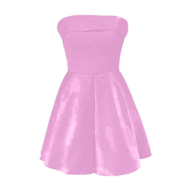 Fsqjgq Womens Summer Dresses Evening Party Dress Vintage Junior Dresses  Elegant Strapless A Line Dress Slim Waist Sleeveless Short Prom Gown for  Birthday Party Mini Dress Women's Formal 2XL - Walmart.com