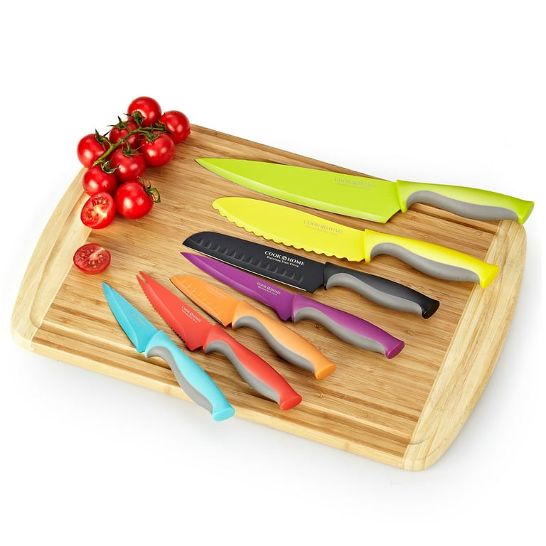 14-Piece Multicolor Coated Carbon Stainless Steel Kitchen Knife Set with Sheaths 14-Piece Multicolor Coated Carbon Stainless Steel Kitchen Knife Set with Sheaths