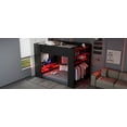 thumbnail image 6 of Full Size Wooden Bunk Bed with Height-Adjustable Desk, Wardrobe, Ample Storage Space and RGB Light, Red, 6 of 9