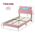 thumbnail image 2 of IDEALHOUSE Twin Bed Frame Upholstered Platform with LED Lights and Headboard, Strong Wooden Slats Support 350lbs Capacity, Twin Size Bed Frame for Kids Boys Girls Teens, No Box Spring Needed, Pink, 2 of 7