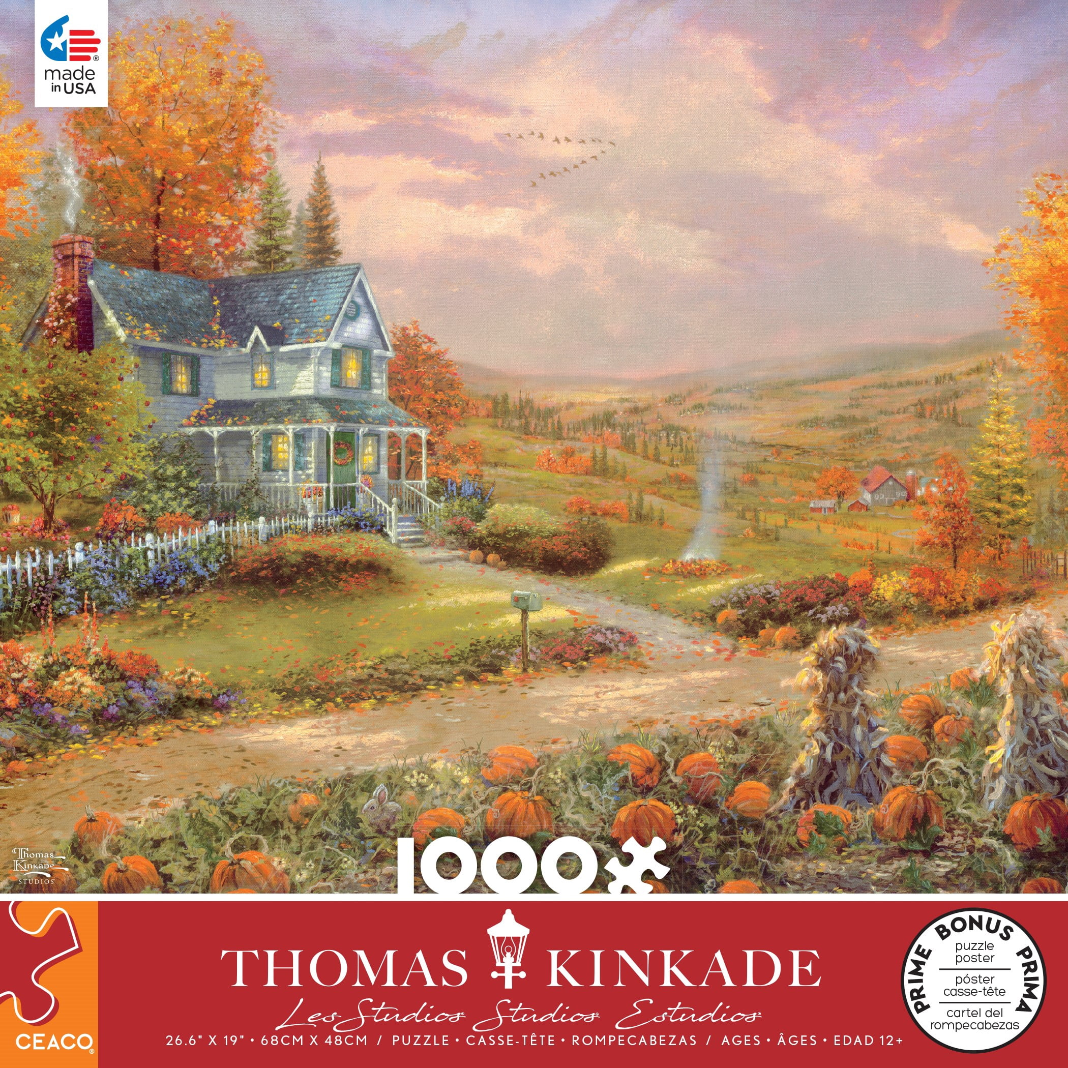 Ceaco 1000-Piece Thomas Kinkade Autumn at Apple Hill Interlocking Jigsaw Puzzle