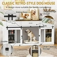 thumbnail image 4 of PAKASEPT Large Dog Crate Furniture, 70.9" Wooden Dog Crate Kennel with 3 Drawers and Divider, Sliding Door Double Kennel, Indoor Extra Large Dog Kennel Furniture TV Stand, White, 4 of 8
