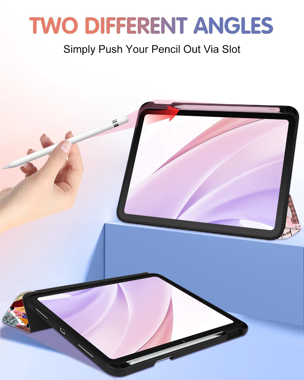 Wazzasoft for iPad A16 Case 2025 - for iPad 10th Generation Case Cute Women Girls Kids Girly Kawaii Quotes Design with Pencil Holder Auto Sleep/Wake Tablet Cover for Apple 11/10 10.9 Inch