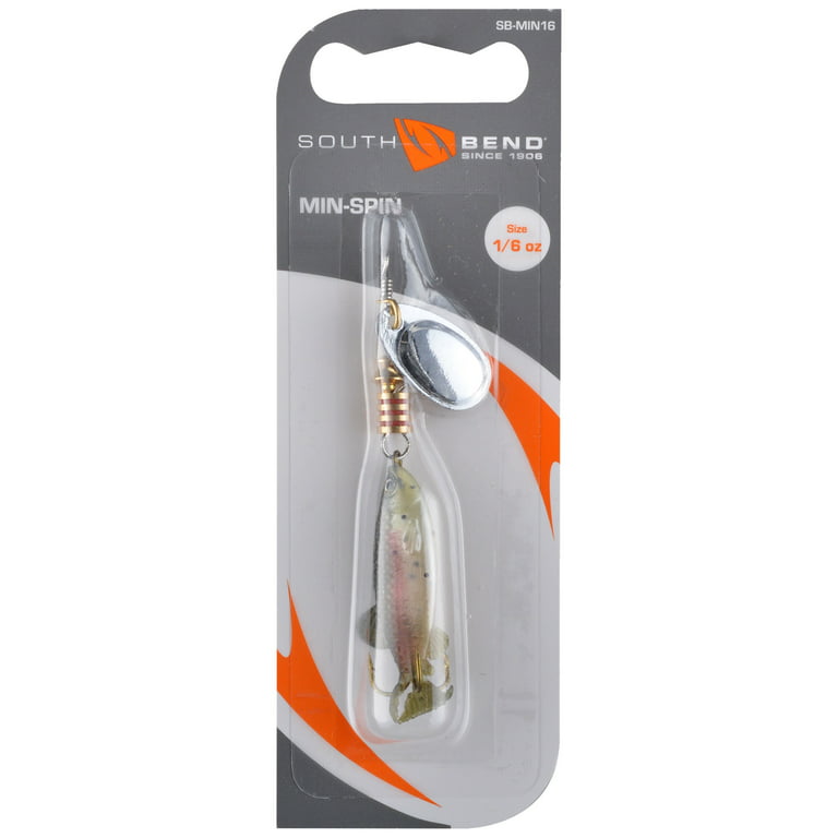 South Bend Minnow Spinner Fishing Lure, Silver Rainbow Trout, 1/6 oz., Size  1, SB-MIN16-RBT, Spinnerbaits 