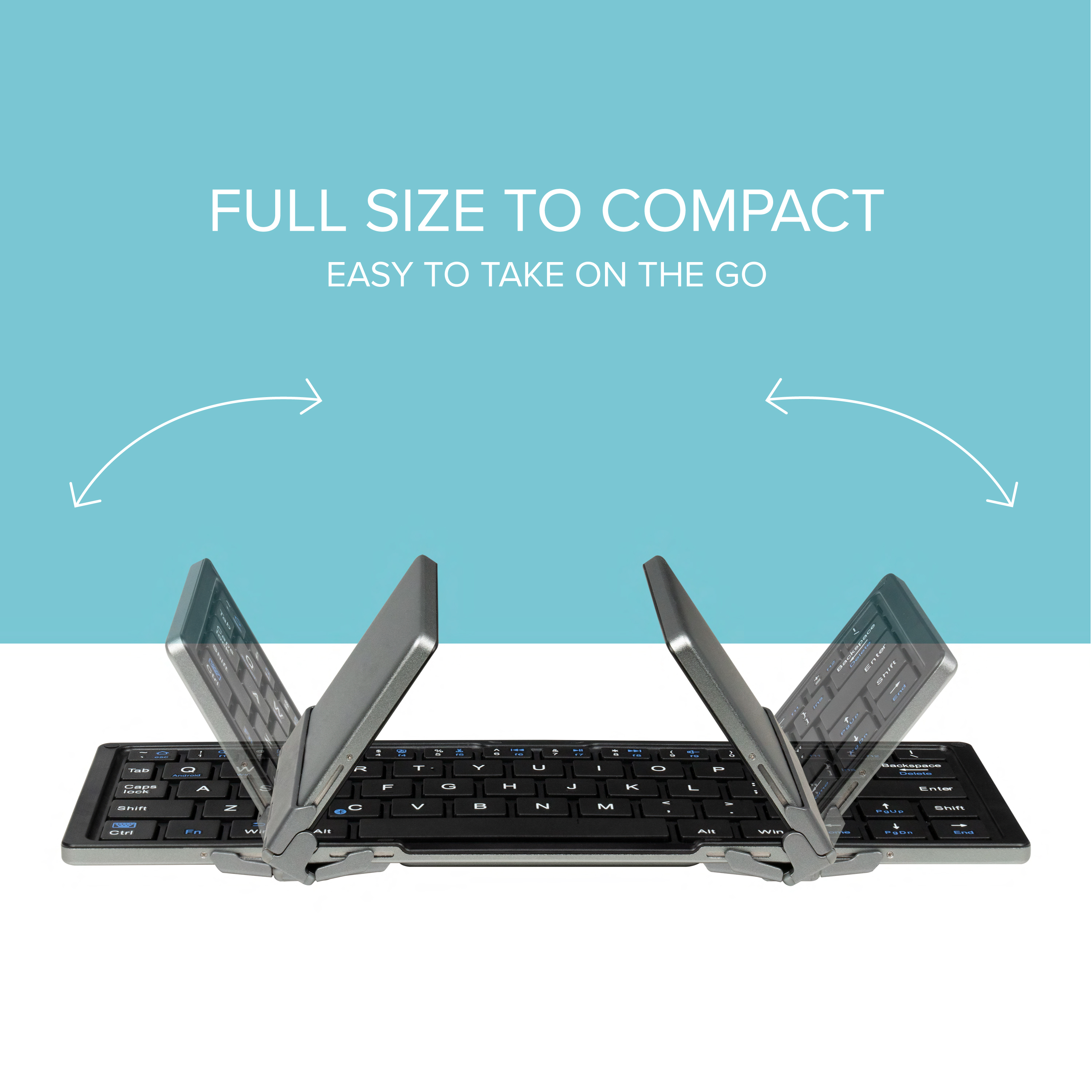 Plugable Foldable Bluetooth Keyboard Compatible with iPad, iPhones, Android, and Windows, Compact Multi-Device Keyboard, Wireless and Portable with Included Stand for iPad/iPhone (10 inches) - image 3 of 9