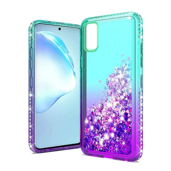 GSA Two-Tone Liquid Glitter Candy Case for Samsung Galaxy S20 Plus - Green/Purple