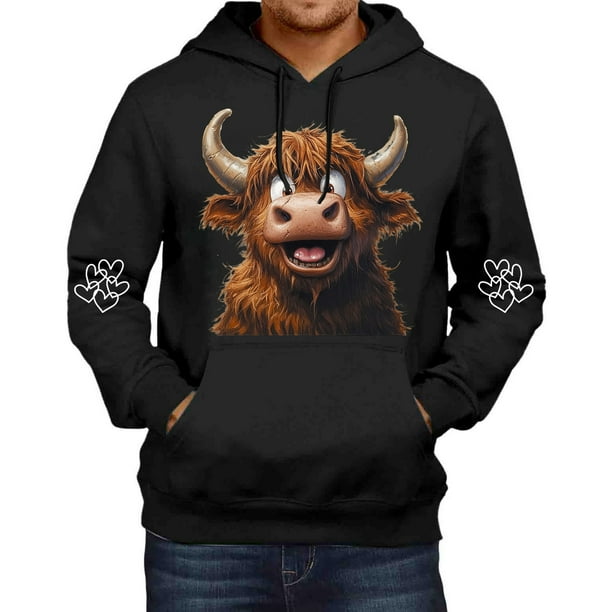 WILLBEST Sudaderas De Hombre Sudadera De Otoño e Invierno para Hombre con Estampado De Ganado Sudadera con Capucha y Hombros Descubiertos Sudadera De Manga Larga Top Chica