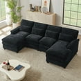 thumbnail image 4 of Pingliang Home Oversized Sectional Sofa U Shaped Couch 4 Seat with 4 Waist Pillows,Chenille Upholstery Symmetrical Sleeper Sofa Cloud Couch with Double Chaise Lounge for Living Room Apartment Office, 4 of 9