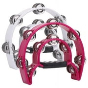 2Pack 10Inch Double Row Tambourine for Adult, Half Moon Musical Tambourine 20 Metal Jingles Hand Held Percussion Drum