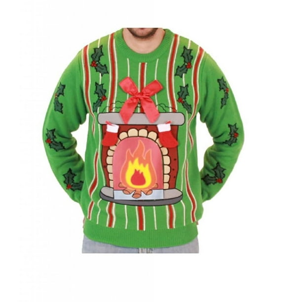 Costume Agent Fireplace LED Light Up Ugly Christmas Sweater Walmart